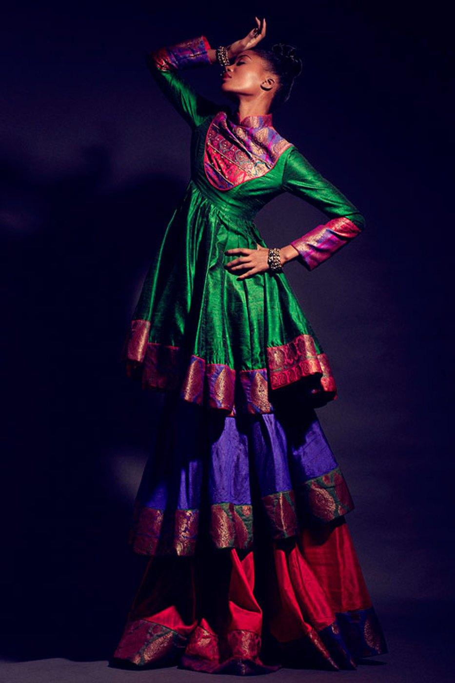 A layered colour-blocked silk look